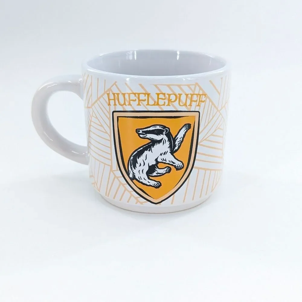 Harry Potter Hufflepuff Ceramic White Yellow Crest Coffee Cup Mug 10 Oz.